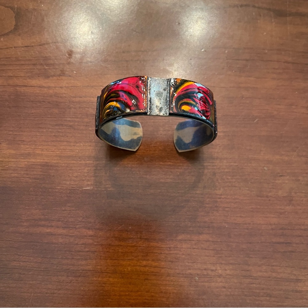 Vintage Vibrant Swirl Cuff Metal Bracelet